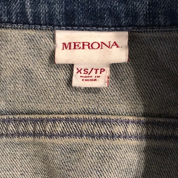 Merona Distressed Denim Jacket Size XSP - Picture 2 of 3